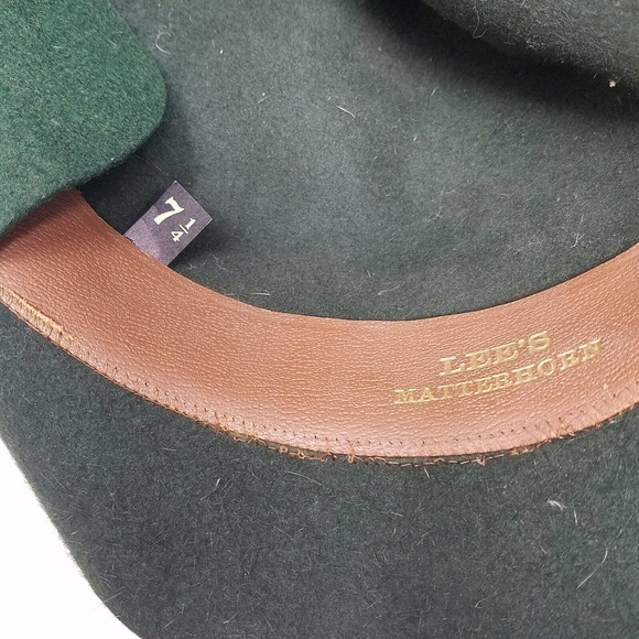 Vintage Lee's Matterhorn Green Wool Hat Mens Size 7 1/4 Peter Pan Cap - Picture 6 of 6